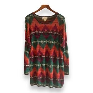 Denim & Supply Ralph Lauren Southwestern Aztec Geometric Knit Tunic Women's XL